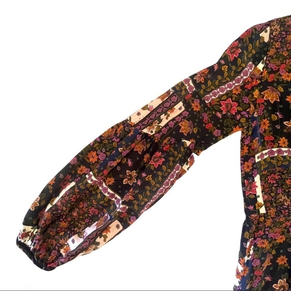 Zara Patchwork Floral Boho Peasant Midi Dress MulticolorXS - Picture 12 of 16